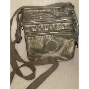 Kipling Bag Crossbody Silver Metallic MultiFunction Shoulder Strap Pouch Zip